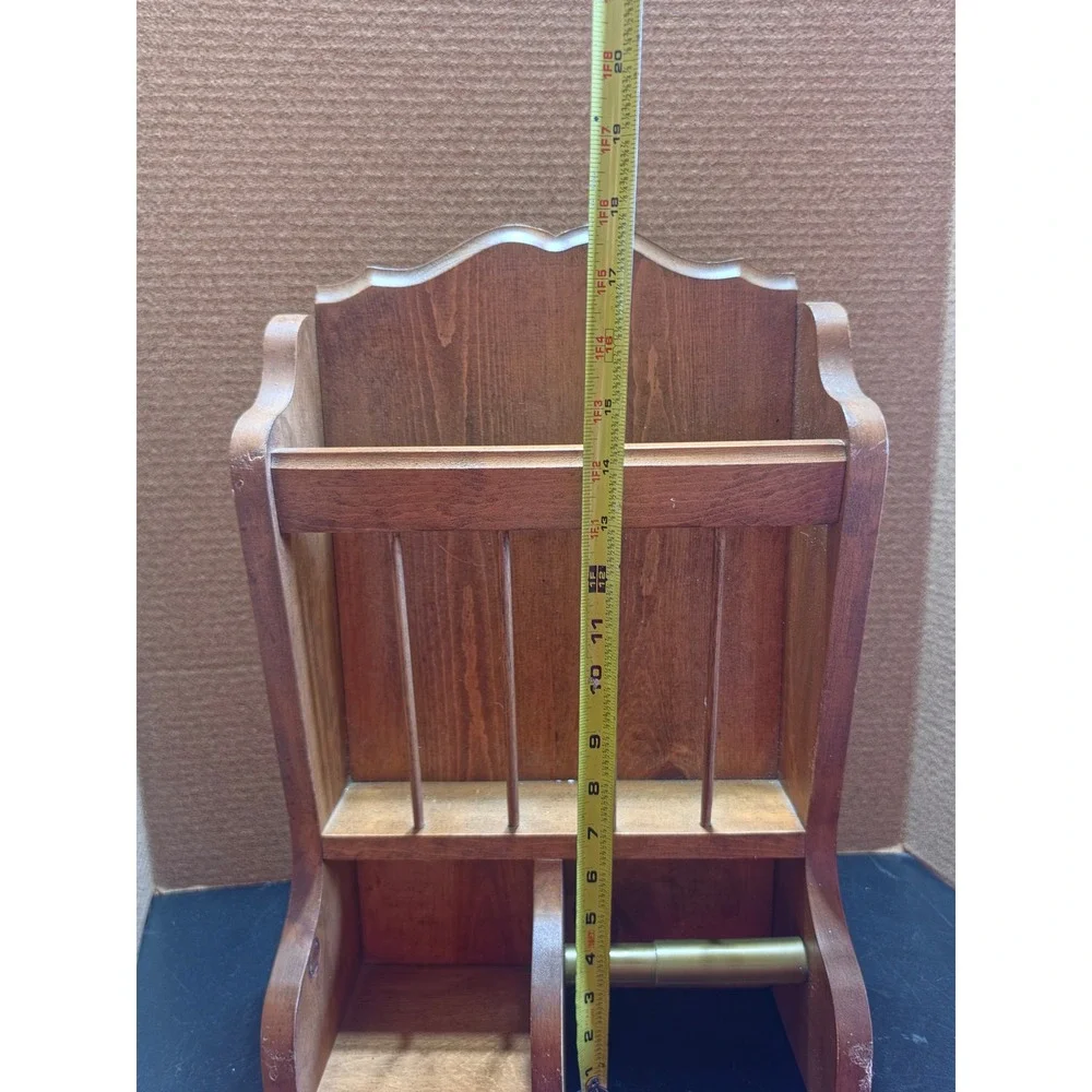 Vintage Style Wood Wall Mount Magazine Rack Toilet Paper Holder Storage Shelf